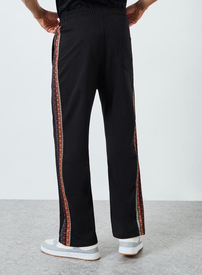 Styli Men Black Oversized Terry Printed Panel Joggers - Image 4